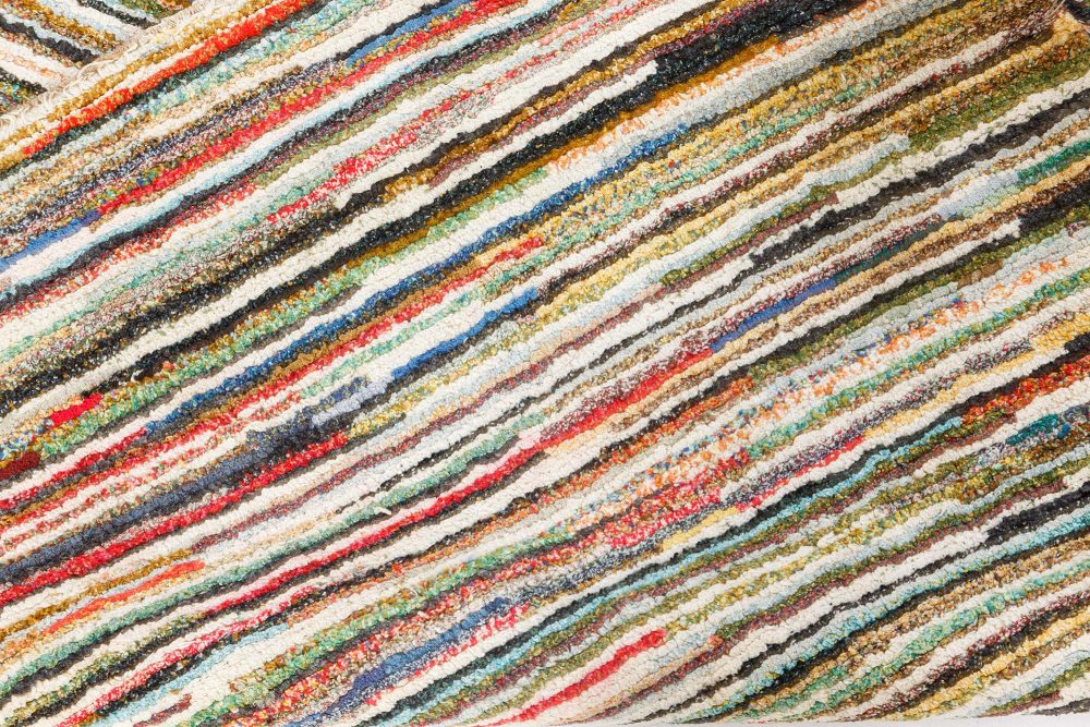 Mid-20th century Colorful Striped Wool American Rag Rug BB7078
