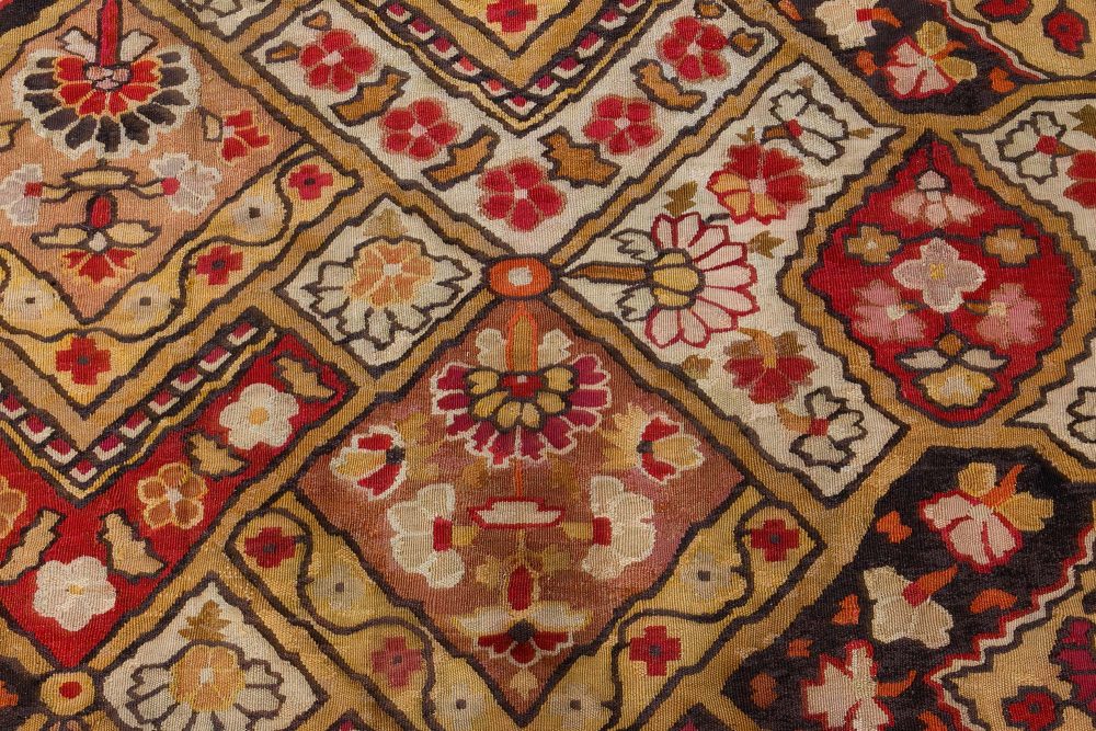 Authentic 19th Century French Aubusson Floral Motifs Handmade Rug BB7079