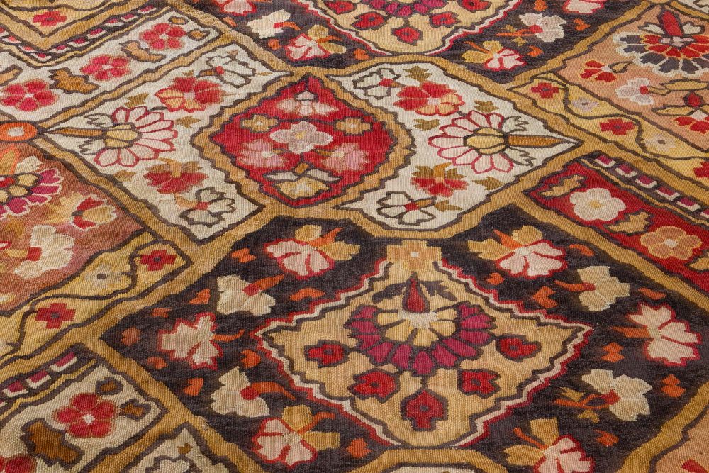 Authentic 19th Century French Aubusson Floral Motifs Handmade Rug BB7079