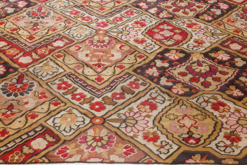 Authentic 19th Century French Aubusson Floral Motifs Handmade Rug BB7079