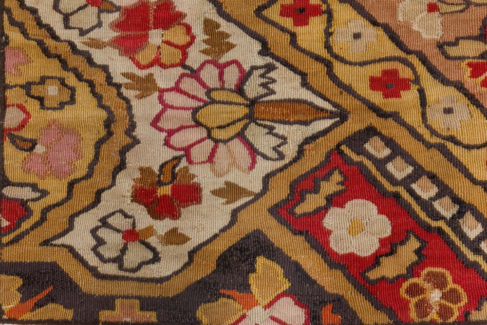 Authentic 19th Century French Aubusson Floral Motifs Handmade Rug BB7079