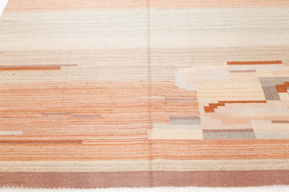 Vintage Hand-Woven Art Deco Style Scandinavian Rug BB7088