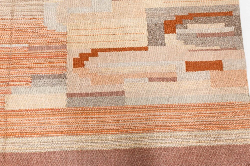 Vintage Hand-Woven Art Deco Style Scandinavian Rug BB7088