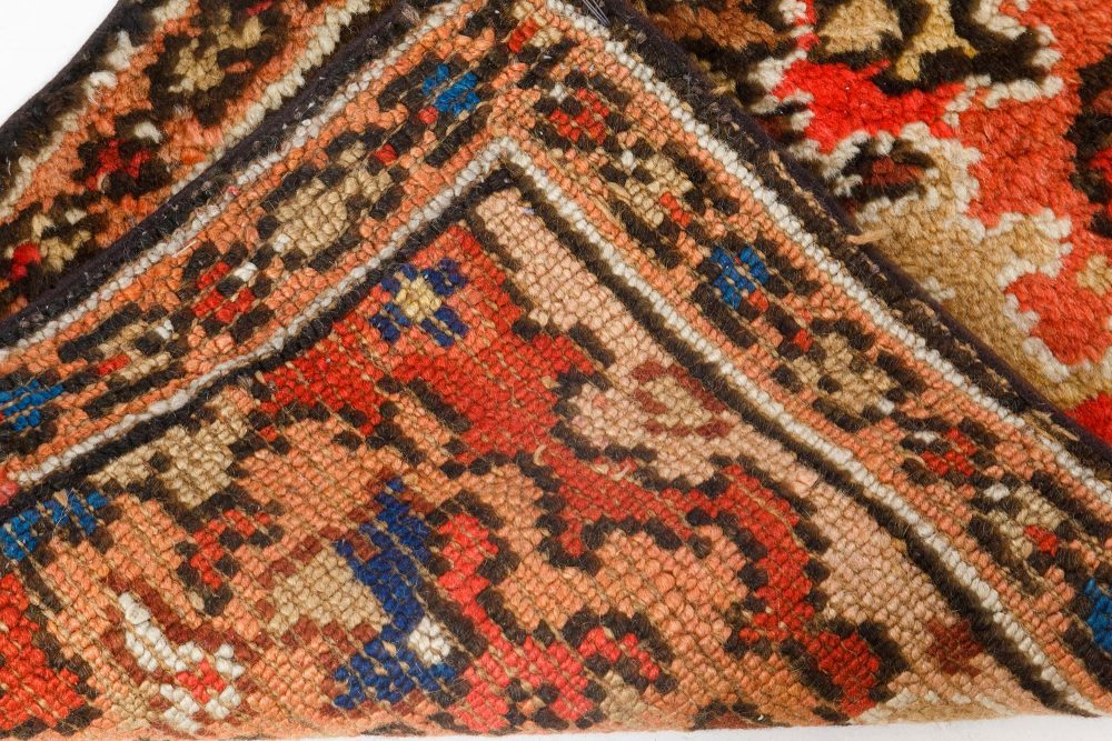 Antique English Axminster Colorful Abstract Handmade Wool Runner BB7090