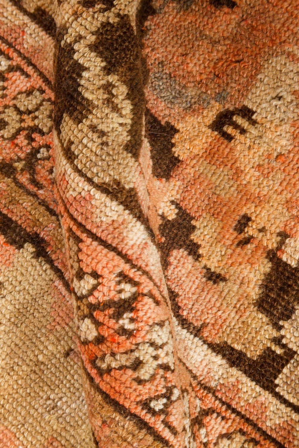 1920s Karabagh Botanic Pinkish Brown Handmade Wool Rug BB7095