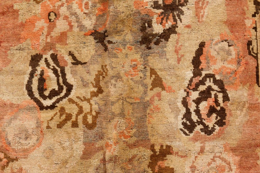 1920s Karabagh Botanic Pinkish Brown Handmade Wool Rug BB7095