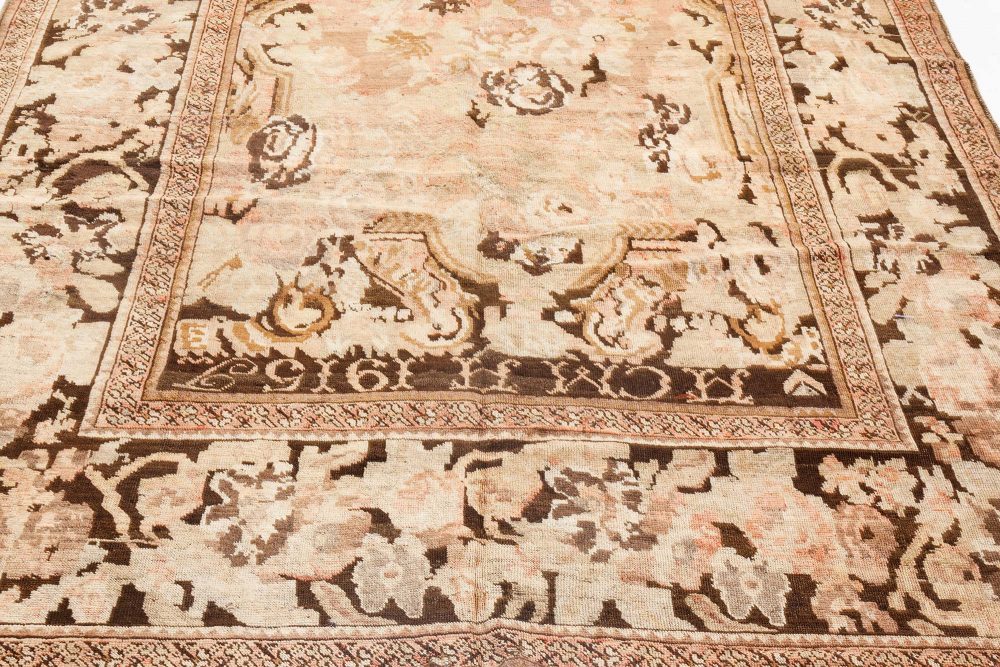 1920s Karabagh Botanic Pinkish Brown Handmade Wool Rug BB7095