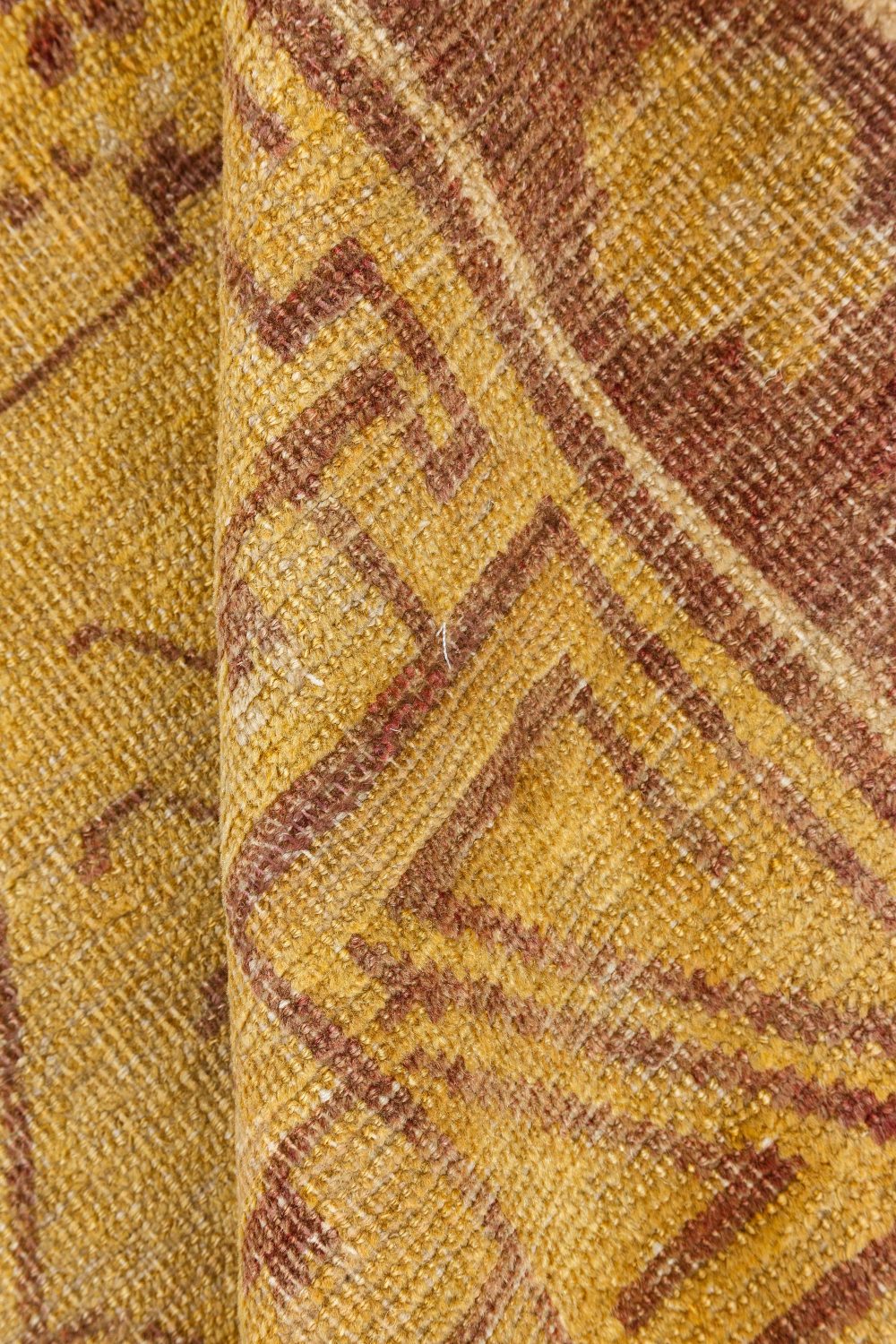 1900s Samarkand (Khotan) Yellow and Brown Handmade Wool Rug BB7096