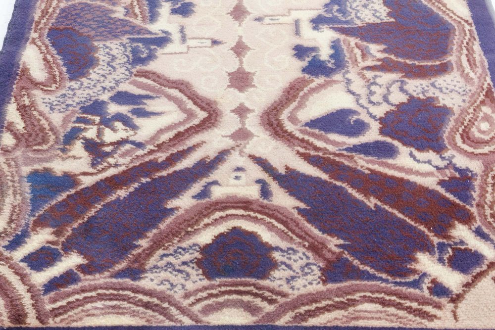 Early 20th Century French Art Deco Abstract Purple Wool Rug BB7100