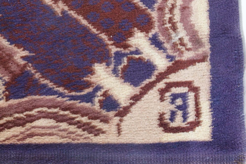 Early 20th Century French Art Deco Abstract Purple Wool Rug BB7100