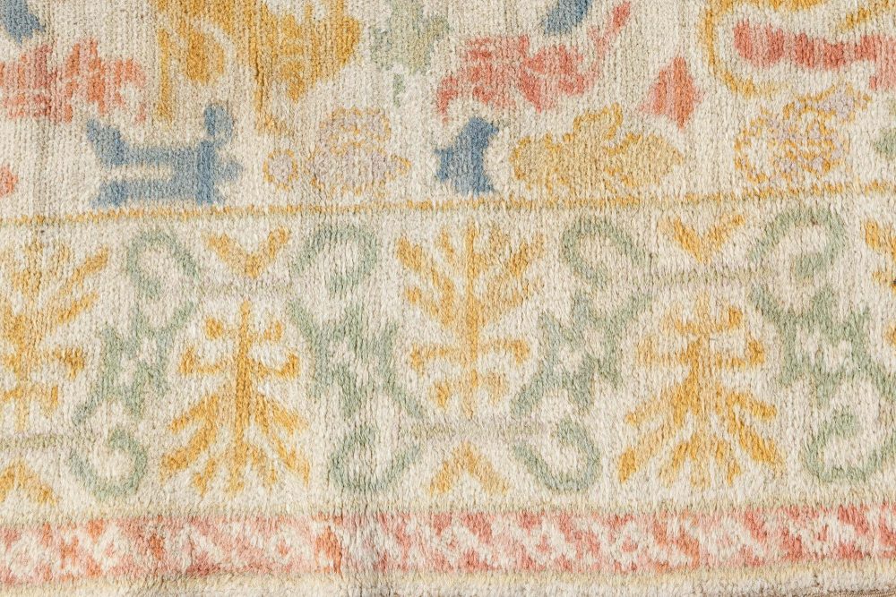 Vintage Spanish Botanic Handmade Wool Carpet BB7111