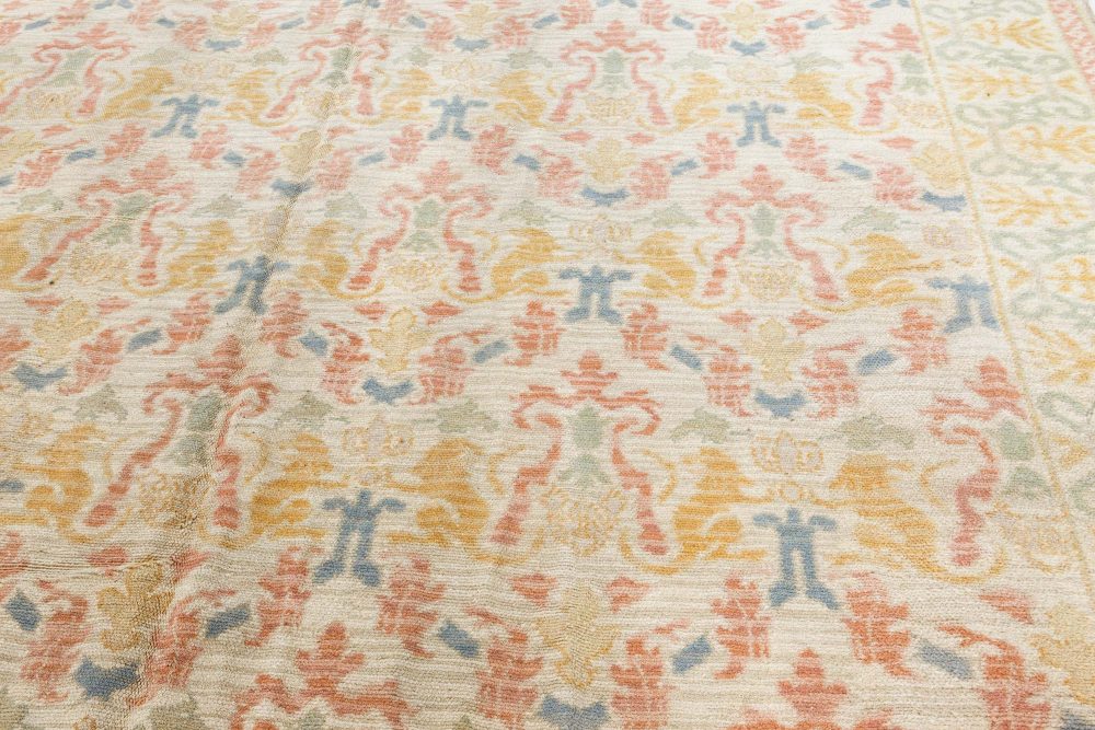 Vintage Spanish Botanic Handmade Wool Carpet BB7111