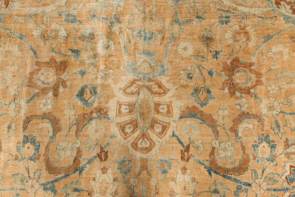 Fine Antique Persian Kirman Botanic Handwoven Wool Carpet BB7112