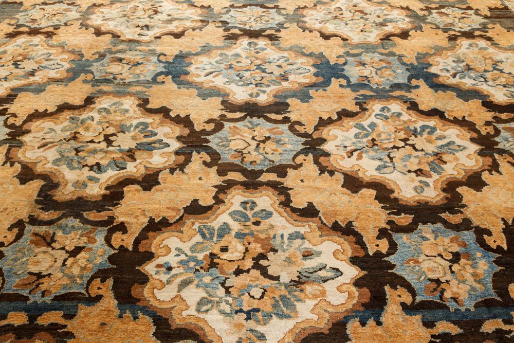 Oversized Antique Persian Bakhtiari Floral Handwoven Wool Rug BB7119