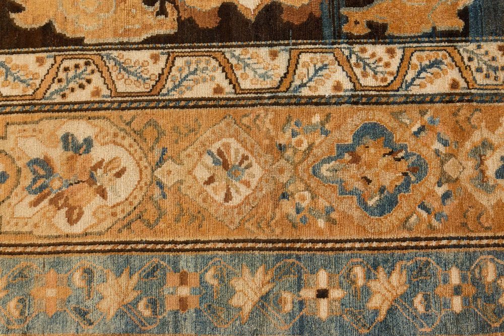 Oversized Antique Persian Bakhtiari Floral Handwoven Wool Rug BB7119