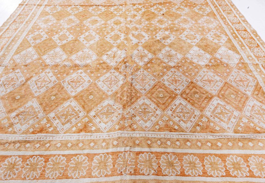 Authentic 1900 Indian Agra Orange Handmade Rug BB7120