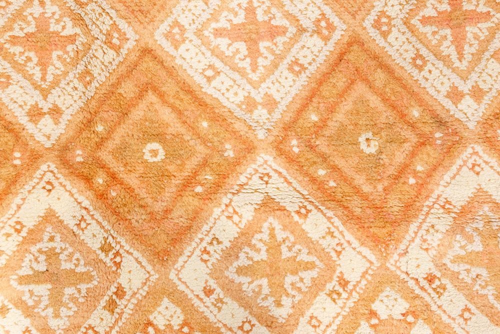 Authentic 1900 Indian Agra Orange Handmade Rug BB7120