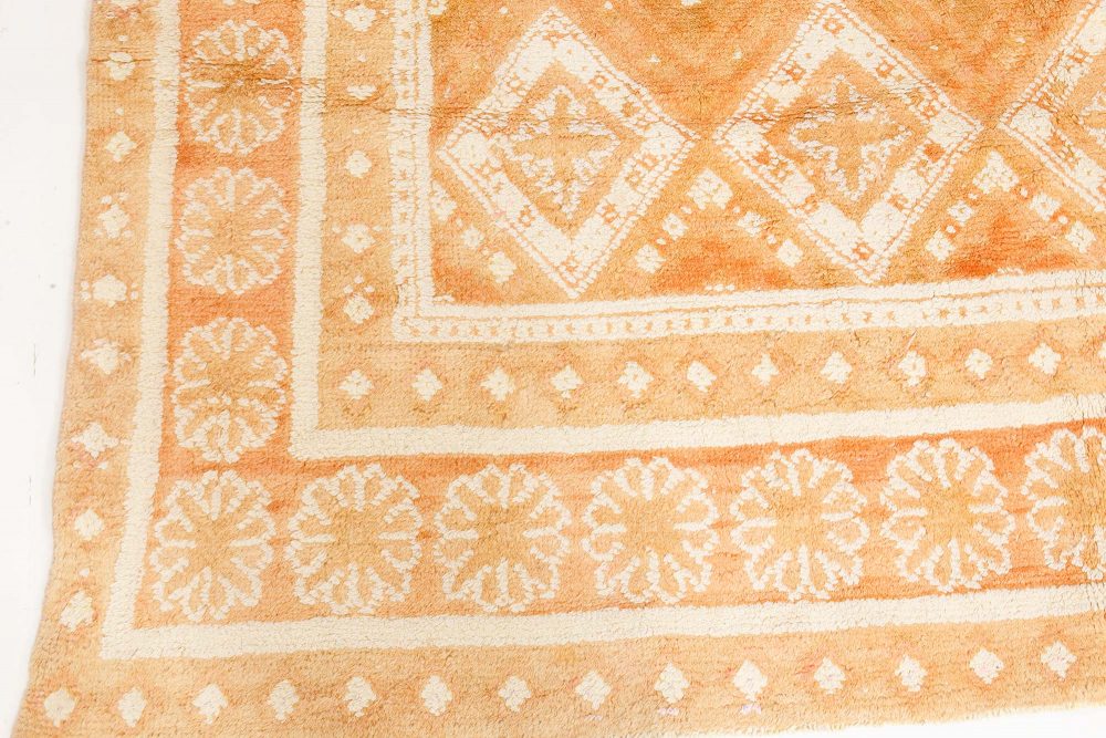 Authentic 1900 Indian Agra Orange Handmade Rug BB7120