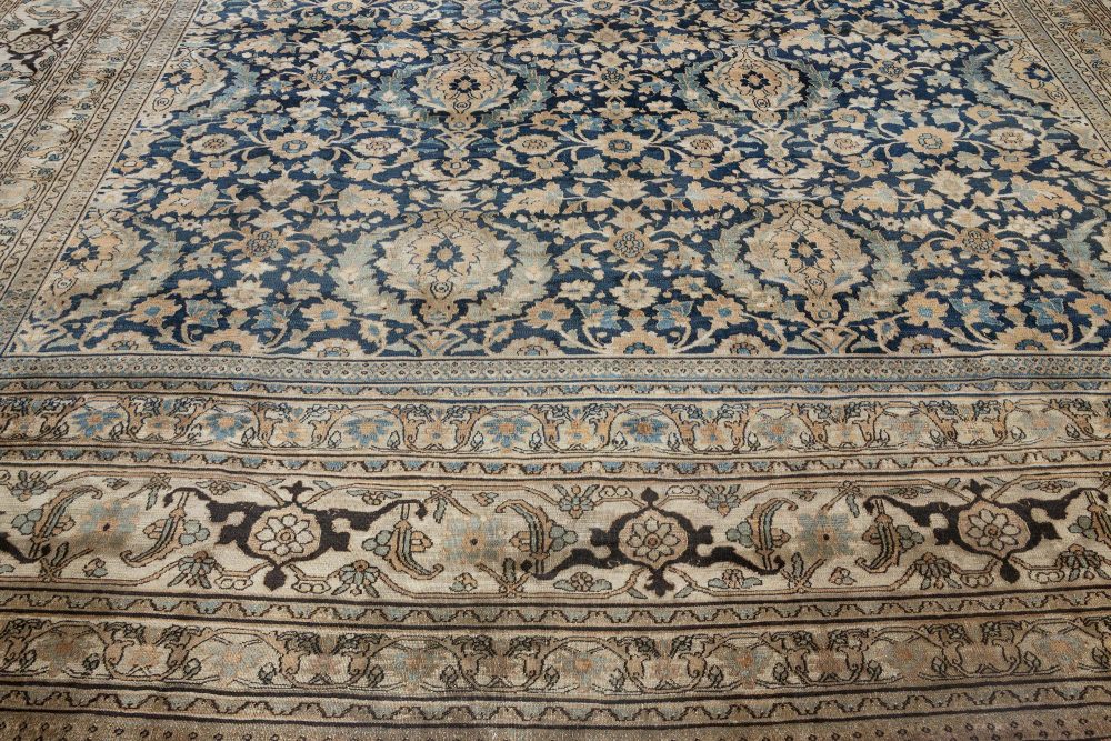 19th Century Persian Meshad Botanic Handwoven Wool Rug BB7123