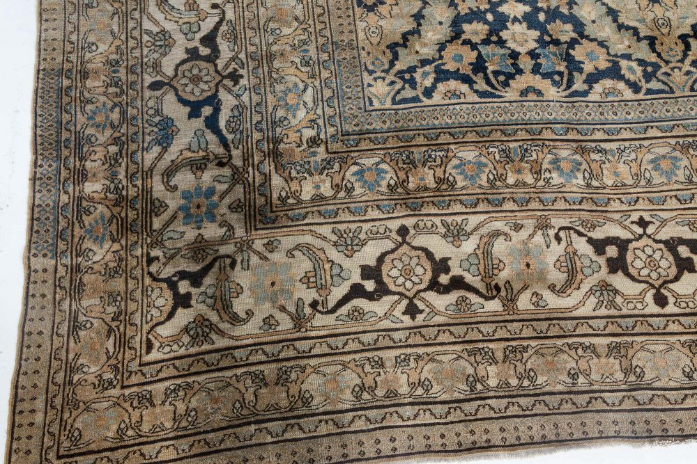 19th Century Persian Meshad Botanic Handwoven Wool Rug BB7123