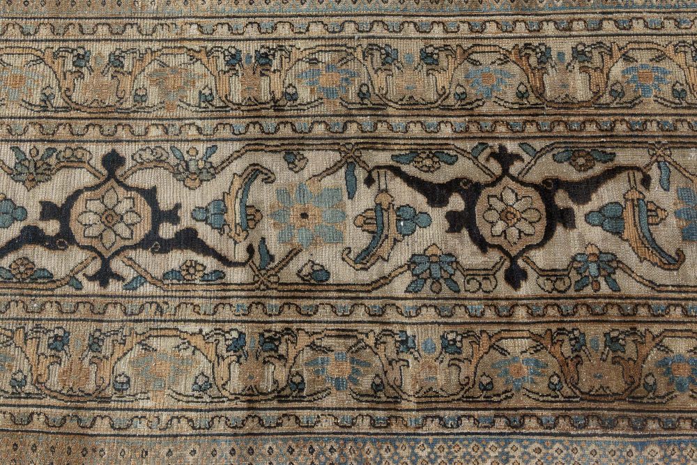 19th Century Persian Meshad Botanic Handwoven Wool Rug BB7123