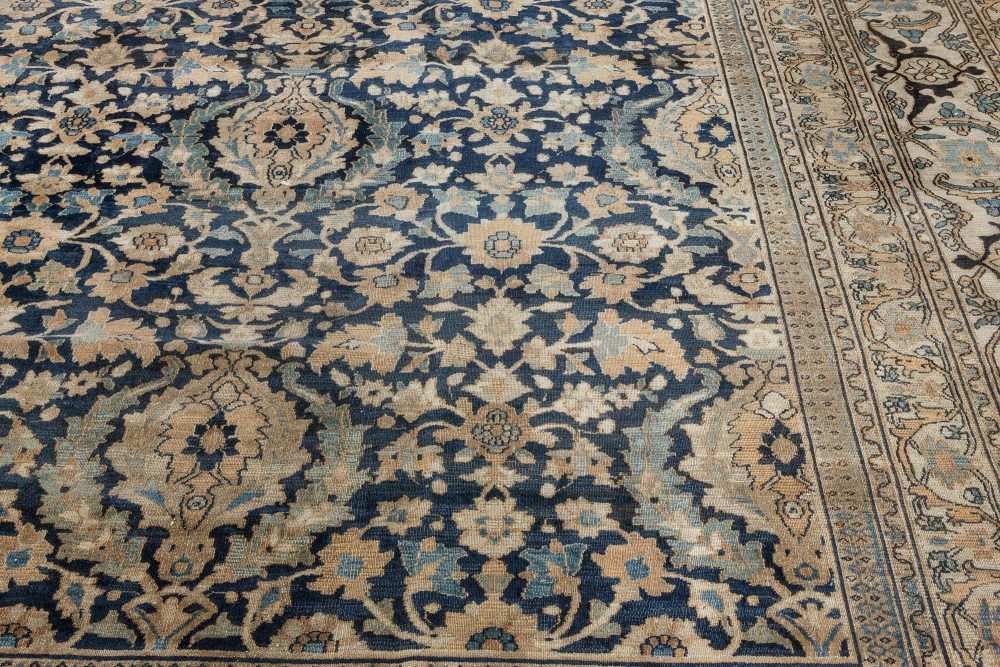 19th Century Persian Meshad Botanic Handwoven Wool Rug BB7123