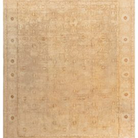 Antique Amritsar Indian Floral Allover Warm Tan With Light Beige Hand-Knotted Wool Rug – Circa 1900 BB7129