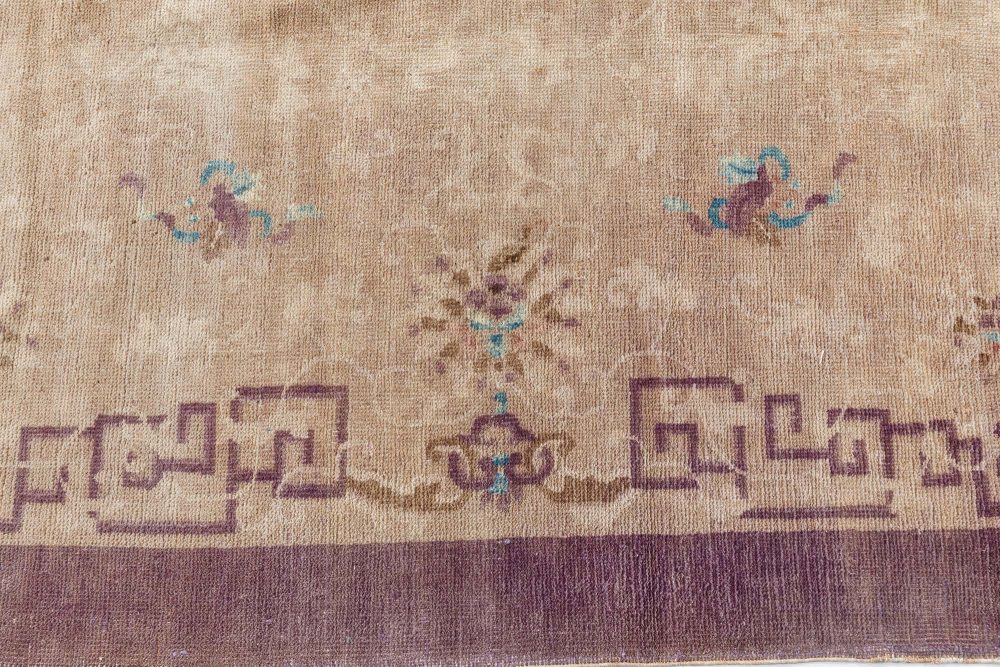 Vintage Chinese Art Deco Brown Handwoven Wool Rug BB7130