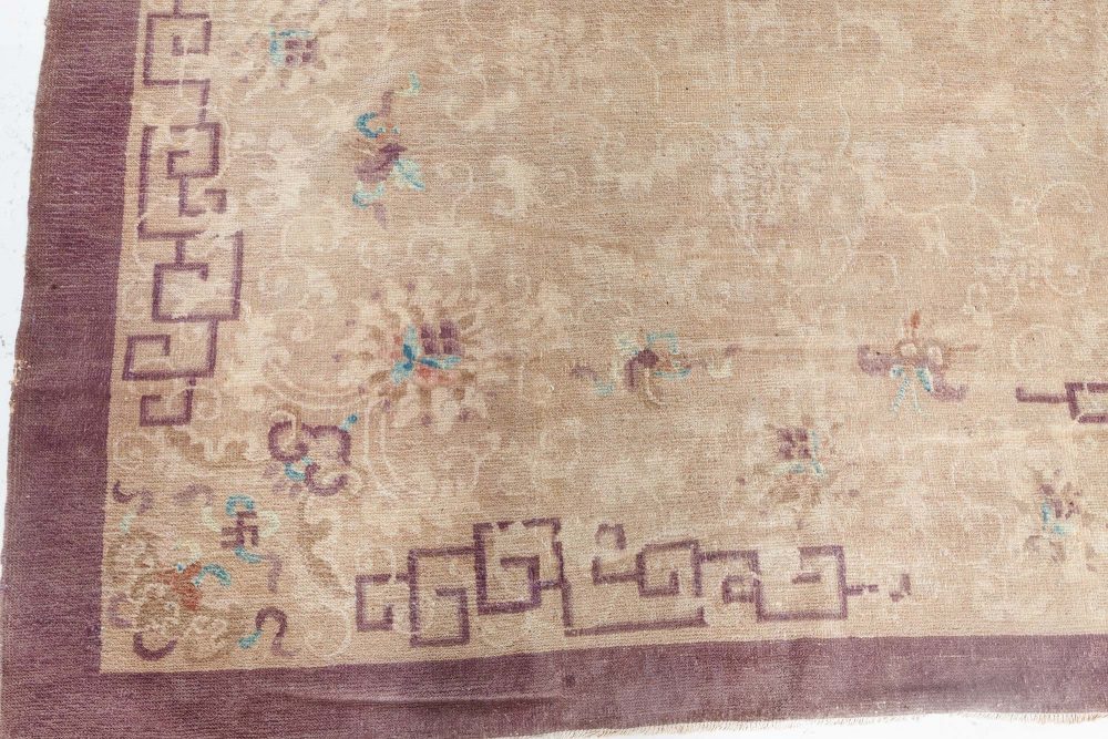 Vintage Chinese Art Deco Brown Handwoven Wool Rug BB7130