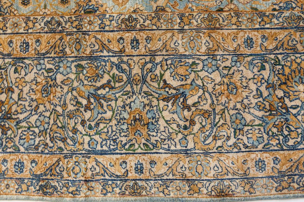 19th Century Persian Kirman Botanic Handwoven Wool Carpet BB7133