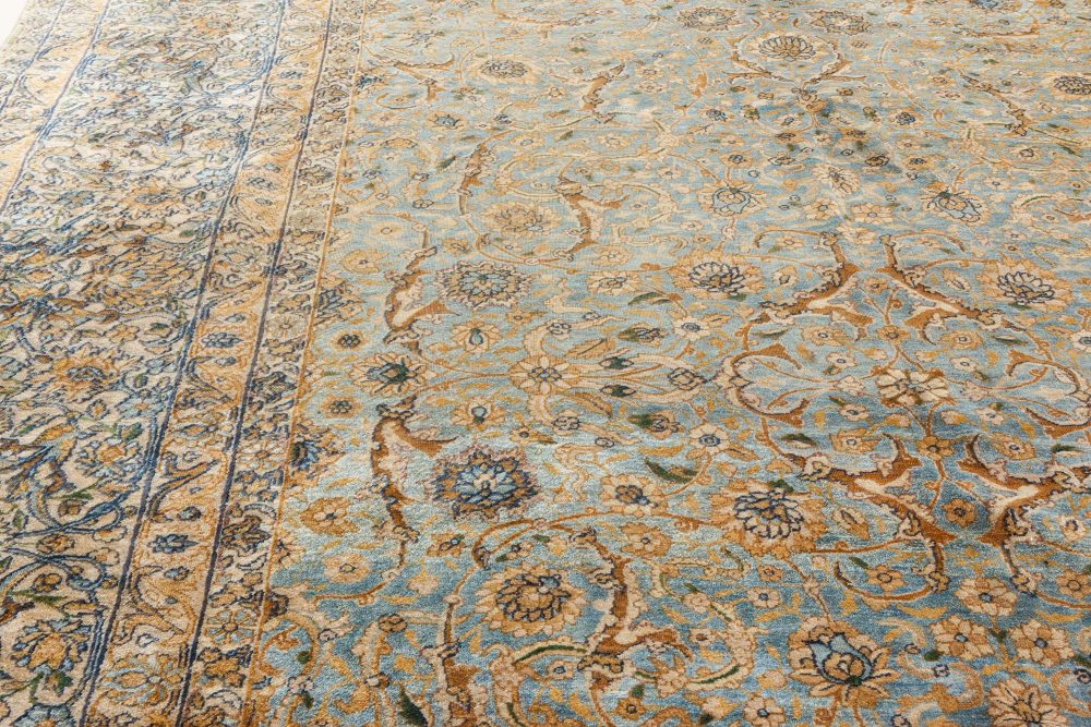 19th Century Persian Kirman Botanic Handwoven Wool Carpet BB7133