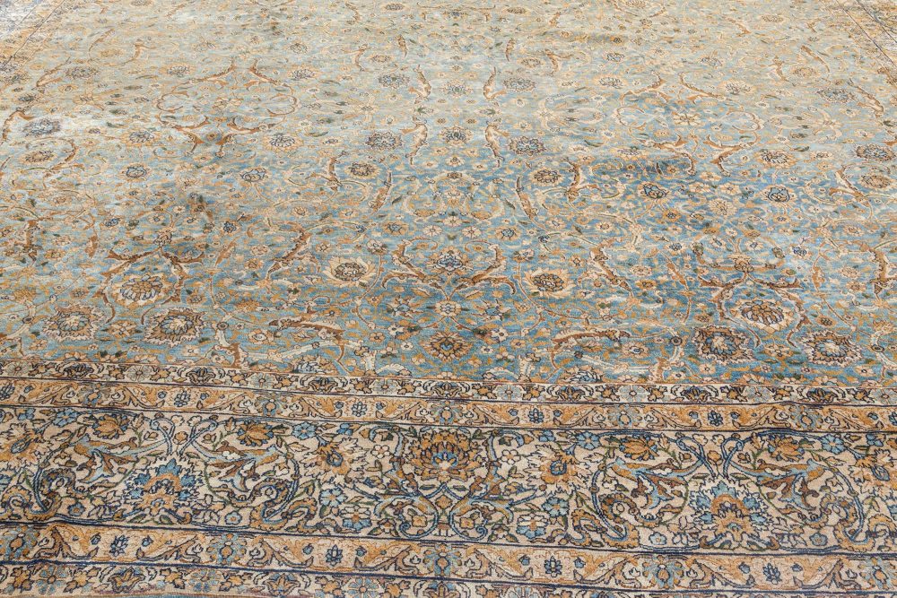 19th Century Persian Kirman Botanic Handwoven Wool Carpet BB7133