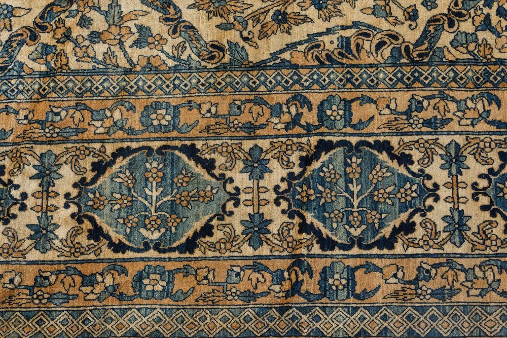 Fine Antique Persian Kirman Botanic Handmade Wool Rug BB7137