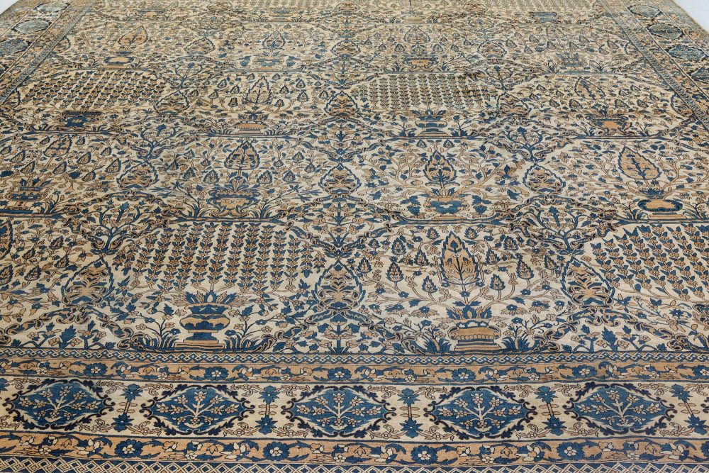 Fine Antique Persian Kirman Botanic Handmade Wool Rug BB7137