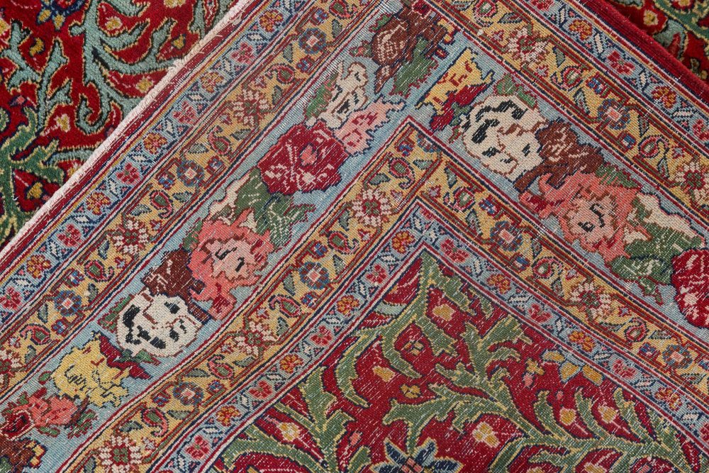 Early 20th Century Persian Tabriz Red Handmade Wool Carpet BB7155