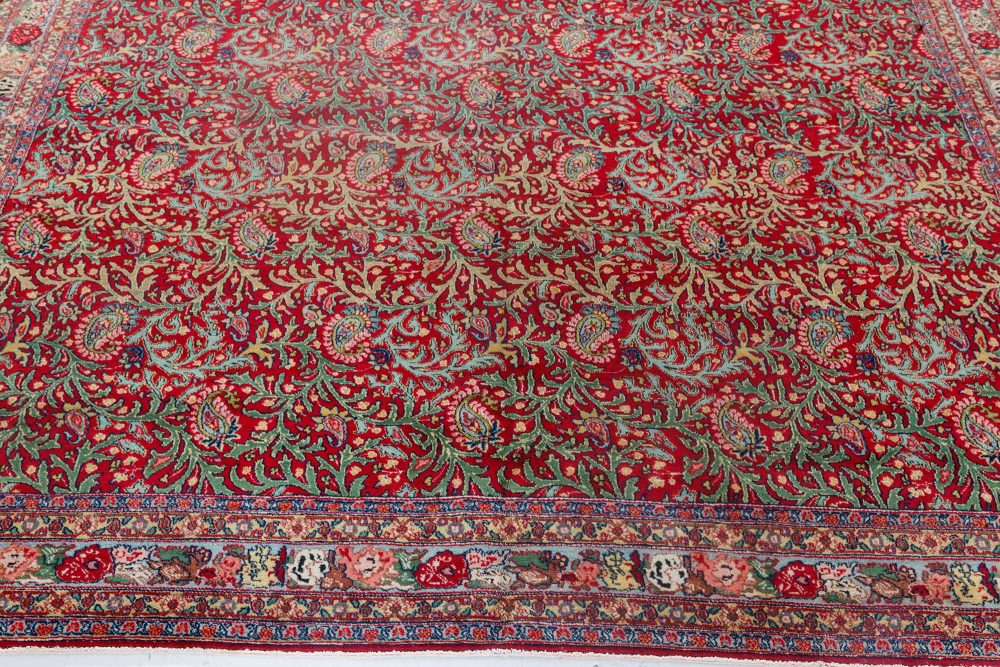 Early 20th Century Persian Tabriz Red Handmade Wool Carpet BB7155