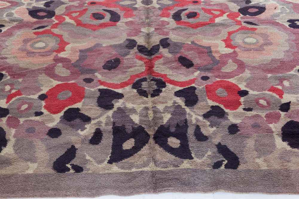 French Art Deco Botanic Handmade Wool Rug BB7157