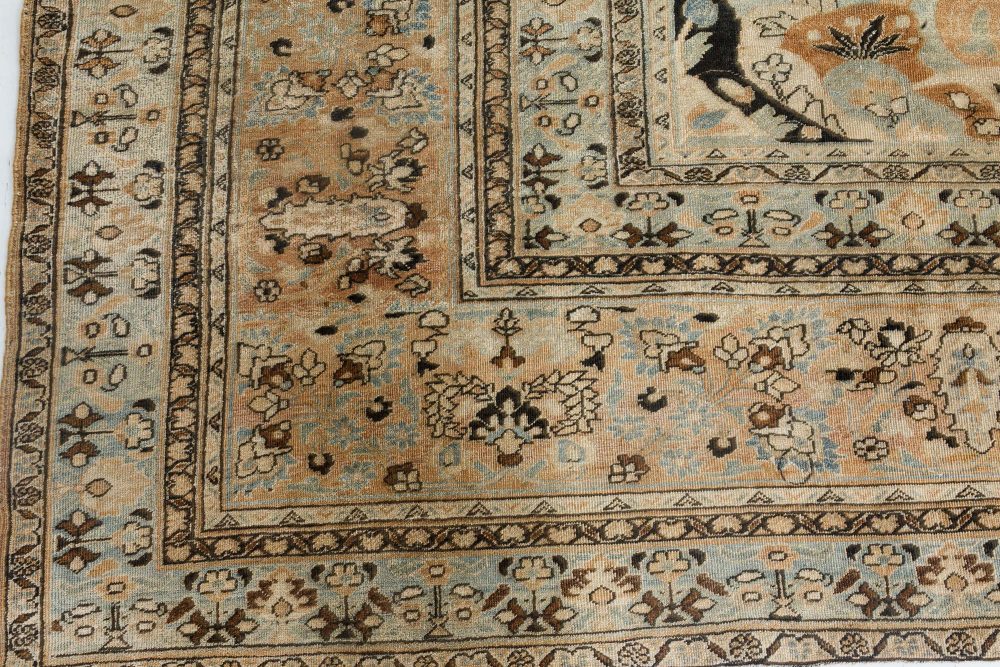 Authentic 19th Century Persian Tabriz Botanic Handwoven Wool Rug BB7162
