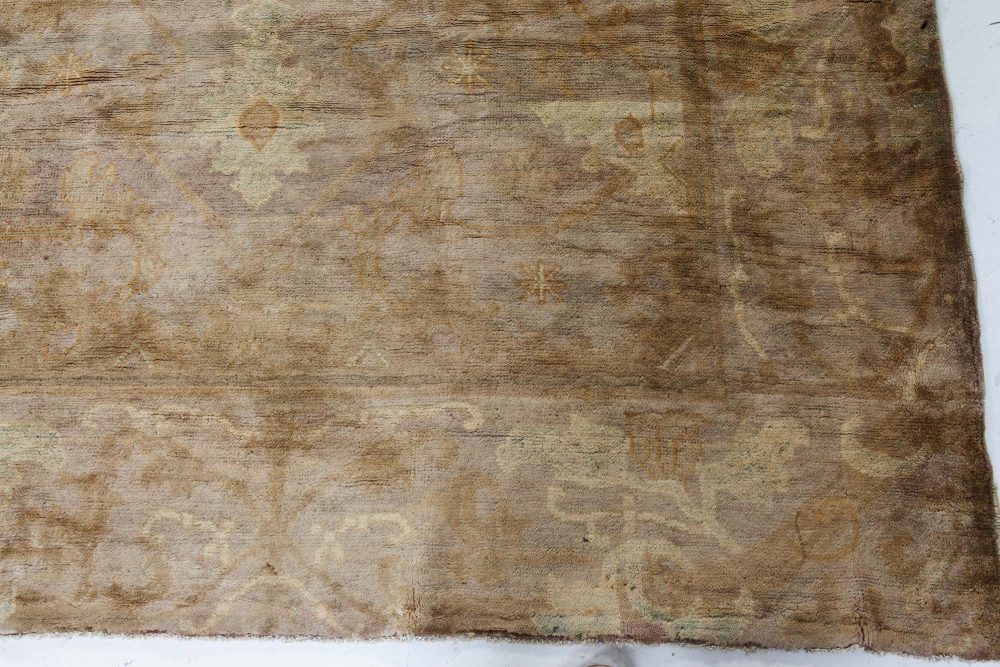 Oversized Vintage Chinese Camel and Light Green Wool Carpet BB7170