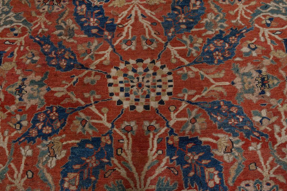 Authentic 19th Century Persian Sultanabad Red Handmade Wool Rug BB7190