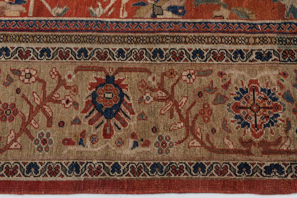 Authentic 19th Century Persian Sultanabad Red Handmade Wool Rug BB7190