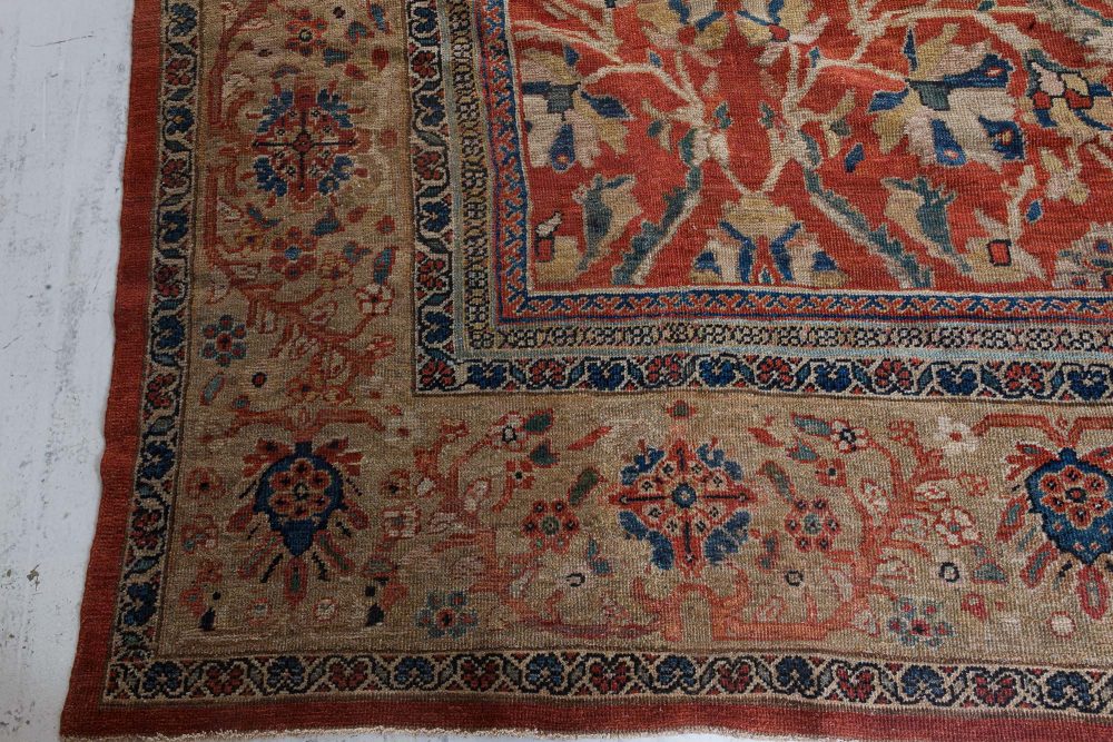 Authentic 19th Century Persian Sultanabad Red Handmade Wool Rug BB7190