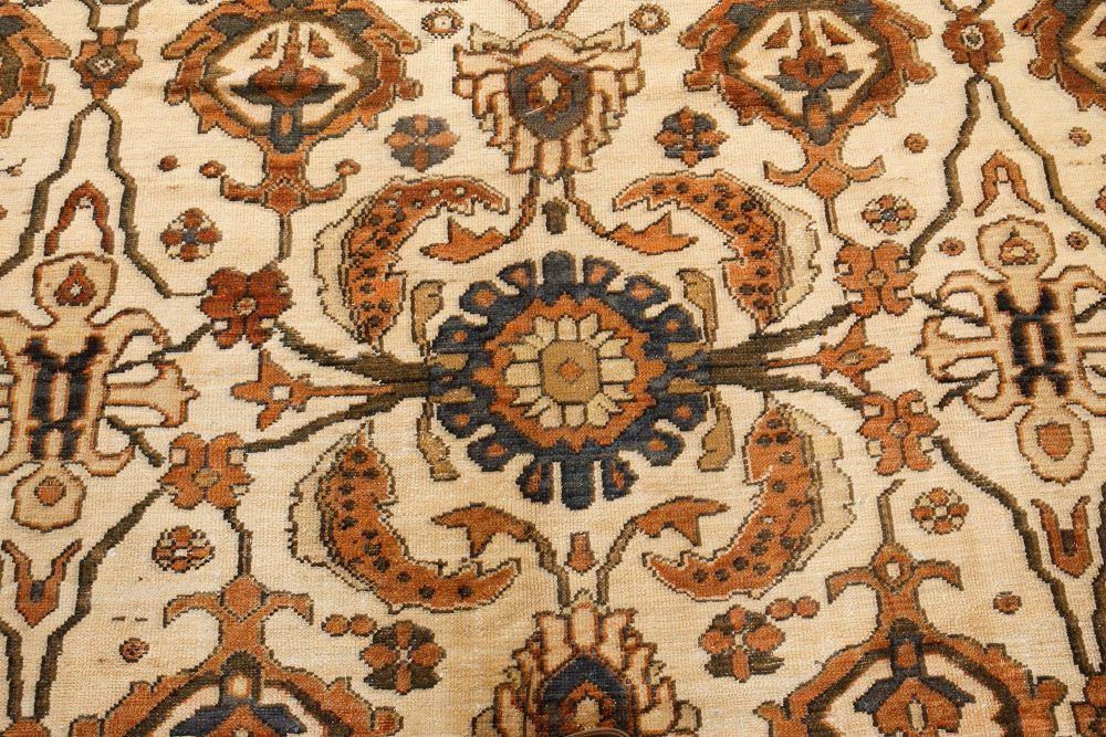 Antique Cream Background Botanic Persian Sultanabad Wool Carpet BB7196