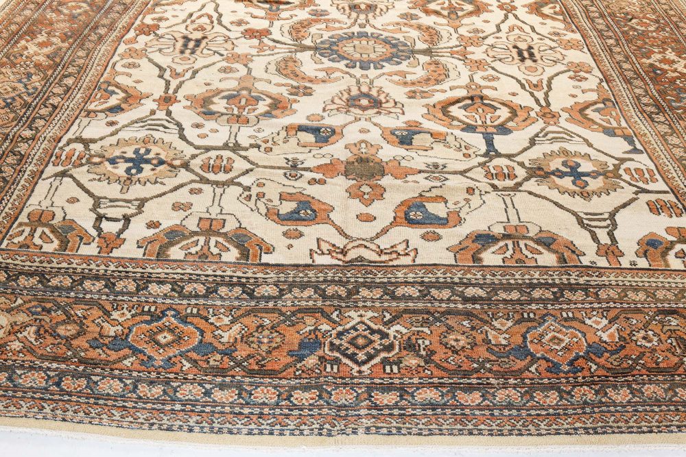 Antique Cream Background Botanic Persian Sultanabad Wool Carpet BB7196