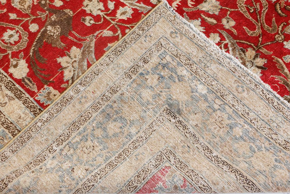 19th Century Persian Tabriz Red Hand Knotted Wool Carpet BB7204