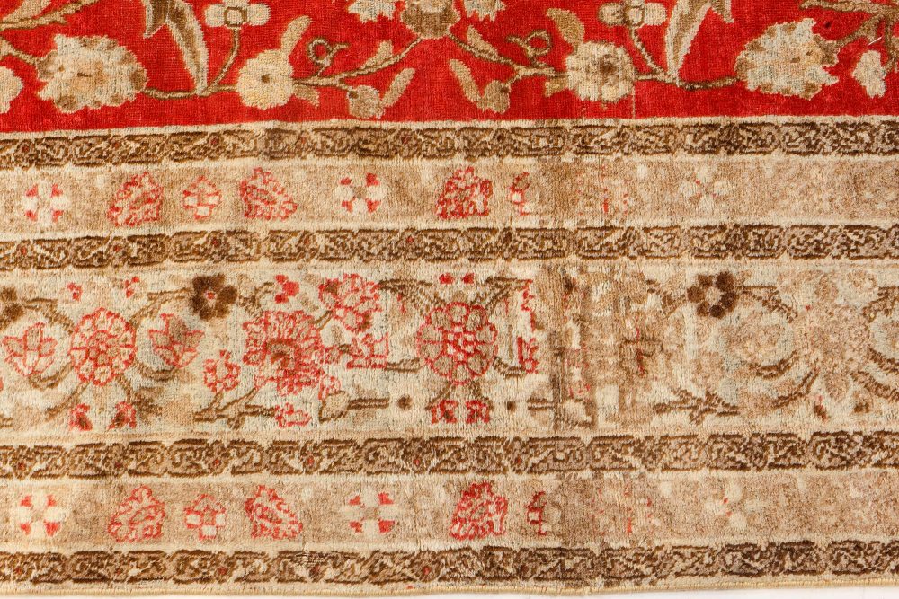 19th Century Persian Tabriz Red Hand Knotted Wool Carpet BB7204