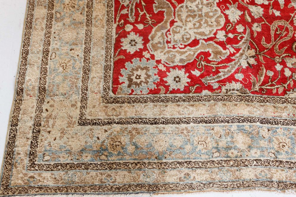 19th Century Persian Tabriz Red Hand Knotted Wool Carpet BB7204