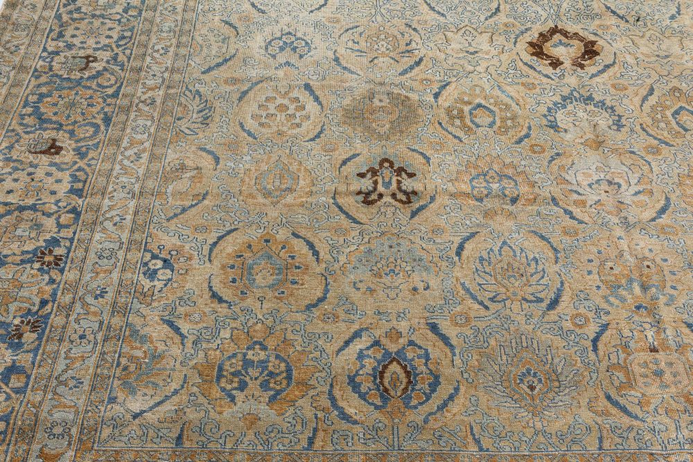 High-Quality Vintage Persian Tabriz Botanic Handmade Wool Carpet BB7210