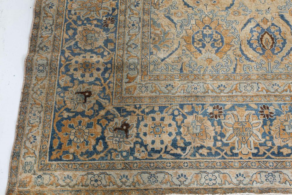 High-Quality Vintage Persian Tabriz Botanic Handmade Wool Carpet BB7210