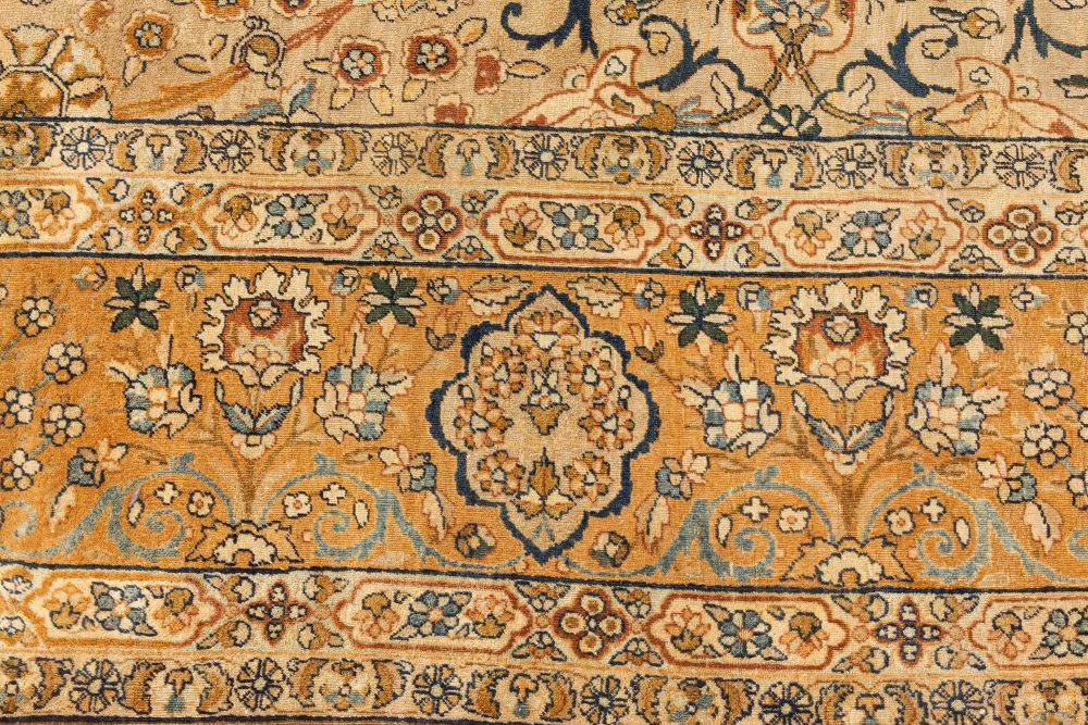 Early 20th Century Persian Kirman Botanic Handmade Wool Carpet BB7216